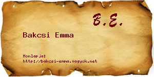 Bakcsi Emma névjegykártya